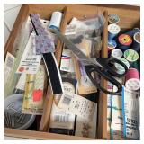 Wood Drawer w/ Sewing Items