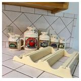 Kitchen Canisters w/ Vintage Wood Shelf Kitchen Canisters w/ Vintage Wood Shelf