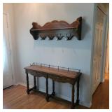 Vintage Riverside Hall Table w/ Coat Hanger