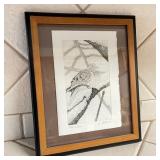 Signed & Dated Dove in Snow Framed Drawing