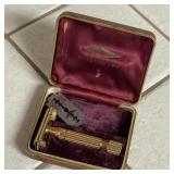 Vintage Gillette Gold Tone Razor in Case