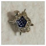 14k White Gold & Seed Pearl Young Masons Pin