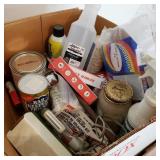 Box of Cleaning Supplies w/ Aquarium Heater