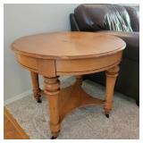 Vintage Round Pine End Table