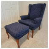 Vintage Blue Armchair w/ Ottoman