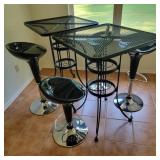 Iron Table Pair w/ 4 Contemporary Stools Iron Table Pair w/ 4 Contemporary Stools
