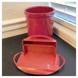 Red Utensil Holder & Butter Dish