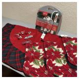 Christmas Tree Skirt w/ Needlepoint Stockings