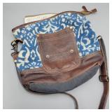 Myra Bag Ladies Leather & Cotton Handbag