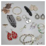 Lot of Costume Bracelets, Earrings, & Pendants