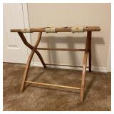 Vintage Luggage Rack w/ Needle Point Straps