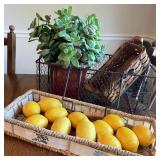 Baskets, Faux Plant & Lemons