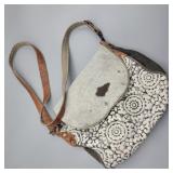 Myra Bag Leather & Cotton Ladies Handbag