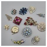 Lot of Vintage Silver Tone Brooches