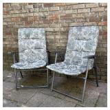 2 Fabric Covered Lawn Chairs