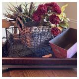 Wood Tray w/ Faux Flowers