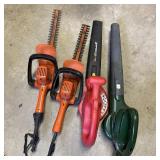 2 Electric Blowers & 2 Electric Hedge Trimmers