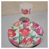 Flowered Glass Plate and Chalice