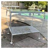 Vintage Metal Glass Top Patio Table