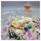 Vintage Perfume, Handkerchiefs, & Bowl Lot