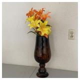 Glass Vase w/ Faux Lilies