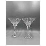 2 Crystal Martini Glasses