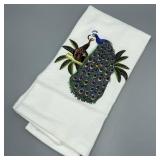 Hand Towel w/ Embroidered Peacocks Hand Towel w/ Embroidered Peacocks