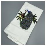 Hand Towel w/ Embroidered Peacocks