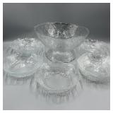 Large Glass Salad Bowl w/ 7 Single Serve Bowls