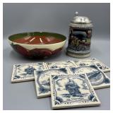 West Germany Stein, Coasters, Bowl West Germany Stein, Coasters, Bowl