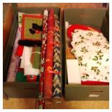 Lot Of Wrapping Paper And Christmas Table Cloths