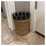 Small Metal & Wicker Waste Can