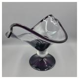 Murano Style Purple Art Glass Footed Bowl Murano Style Purple Art Glass Footed Bowl