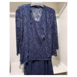 Ladies Alex Evening Wear Sequined Lace Dress w/