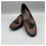 Ladies Cole Haan Black/ Brown Woven Loafer 8 1/2B