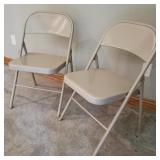 Set of 2 Grey Metal Fold Chairs