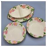 Franciscan Desert Rose Bowls & Divided Dish Lot Franciscan Desert Rose Bowls & Divided Dish Lot