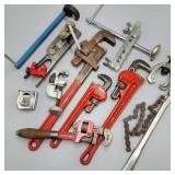 Flat of Plumbing Tools w/ Rigid Pipe Wrenches