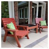 Adirondack Style Chairs w/ Table & Pillows