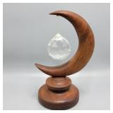Wood Crescent & Crystal Decor Wood Crescent & Crystal Decor