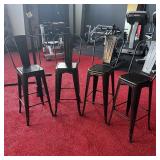 Group of 4 Brushed Metal Industrial Barstools