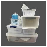 Lot of Plastic Storage Baskets & More