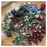 Lot of Faux Flowers & Fruit