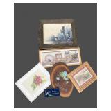 Lot of 5 Pictures, 1 Acrylic on Wood/ Signed Lot of 5 Pictures, 1 Acrylic on Wood/ Signed