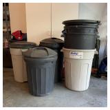 Lot of Outside Trash Cans