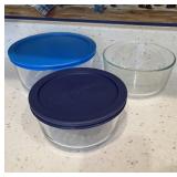 3 Pyrex Storage Bowls, 1 w/ No Lid