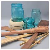 Vintage Jars w/ Wood Utensils Vintage Jars w/ Wood Utensils