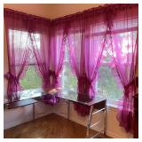 3 Pair Priscilla fuchsia Colored Curtains