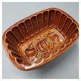 Glazed Brown Ceramic Pumkin Loaf Bowl