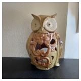 Pottery Owl Tea Light Lamp